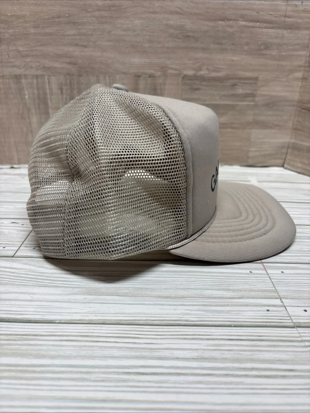 Galaxy Cheese Trucker Hat in Light Beige